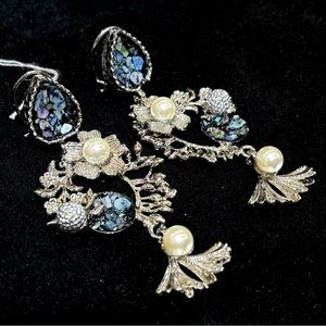 Handcrafted crush stones earrings, Pakistani Indian earrings, formal jewelry